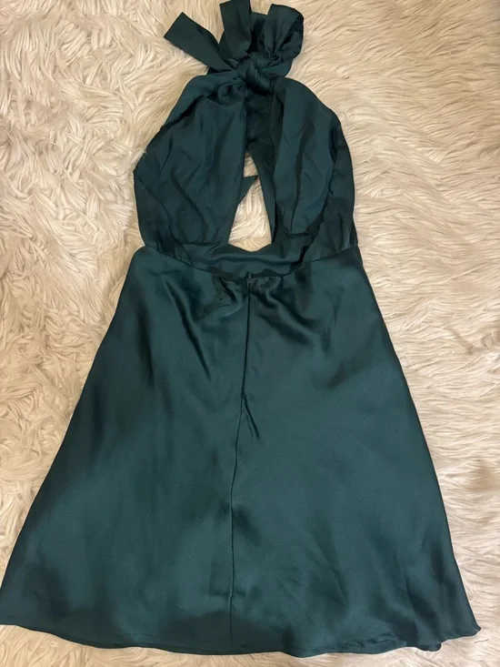 Hello Molly Teal Twist Halter Cutout Mini Dress - Picture 4 of 5